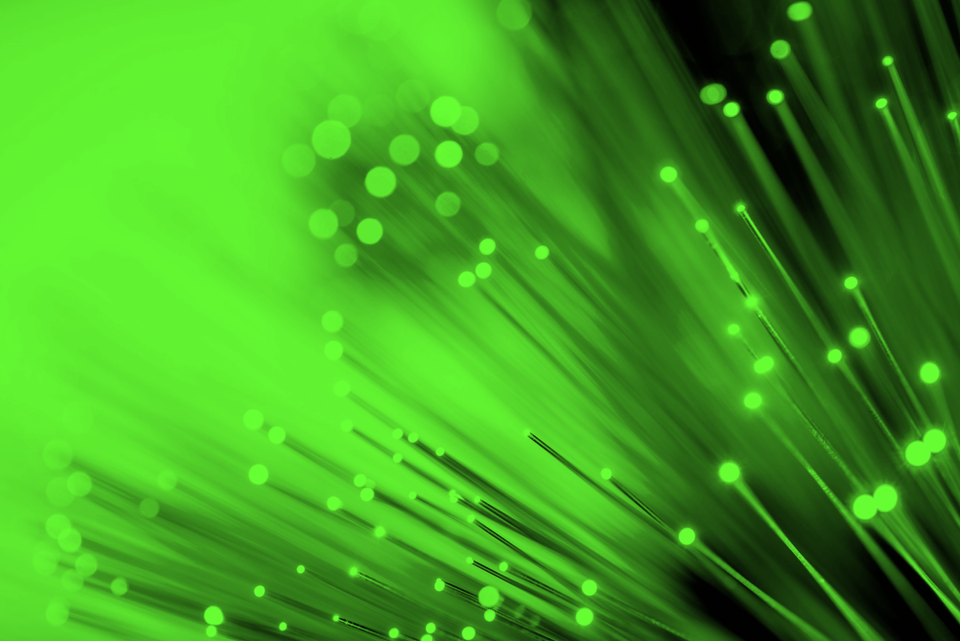 Depiction of glowing optical fibers